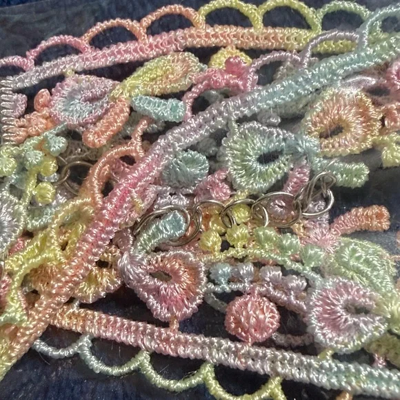 Delicate Pastel Lace Choker Necklace with Pearl Accent - Picture 2 of 2